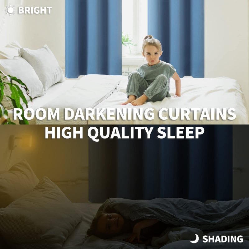 BGment Blackout Curtains for Bedroom - Grommet Thermal Insulated Room Darkening Curtains for Living Room, Set of 2 Panels (52 x 45 Inch, Faded Denim) - Image 3